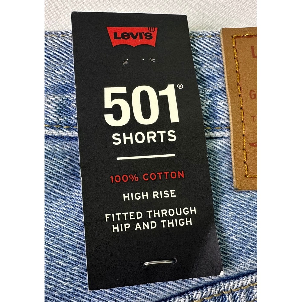 NWT Levi's Premium 501 Shorts Sz 34 Distressed Light Wash High Rise Denim Cutoff - Picture 11 of 16